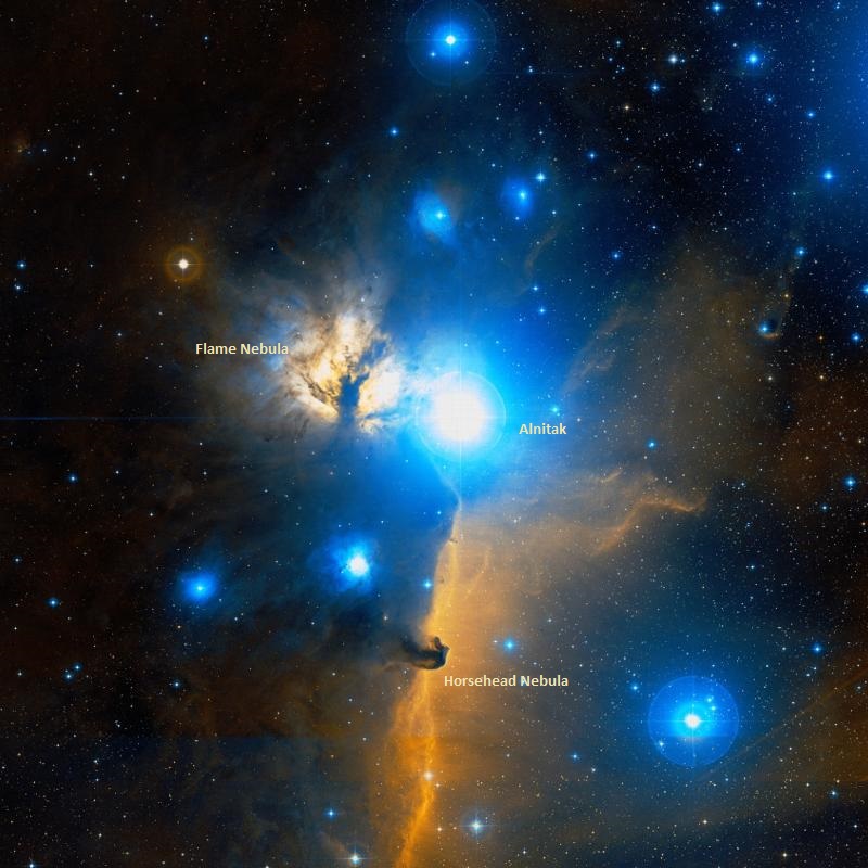 Alnitake, Flame and Horsehead Nebulas